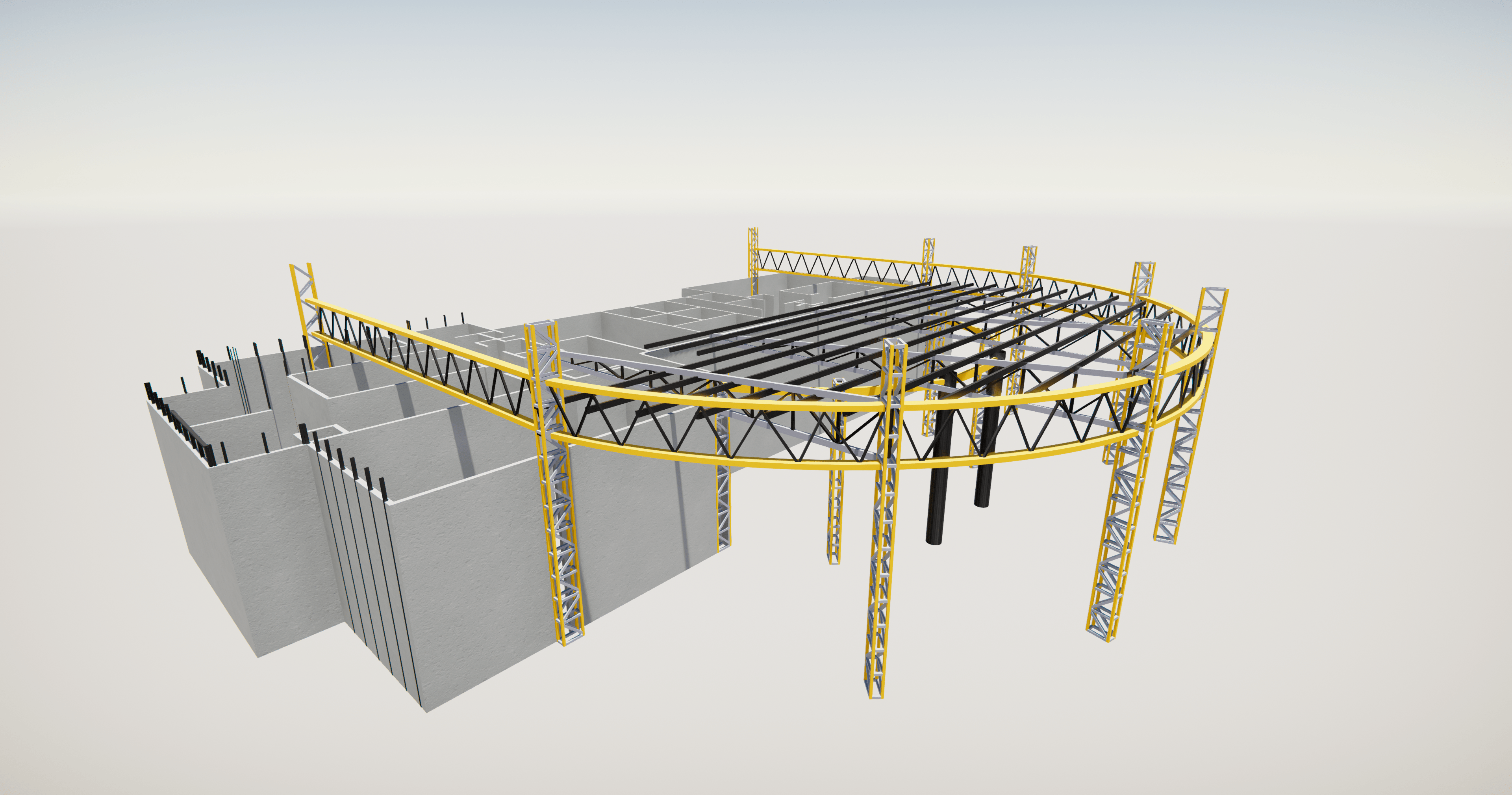 Çelik konstrüksiyon çelik yapı Tekla structure Statik proje profesyonel çelik kurumsal çatı korkuluk çelik çatı sundurma depo hangar